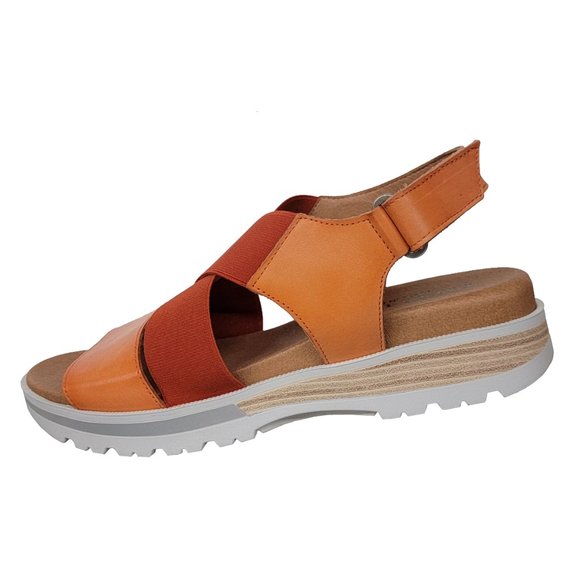 Paula Uban Shoes - Paula Urban Bangla Sandal - Naranja Orange & Tan Size 6.5 Style 7-73